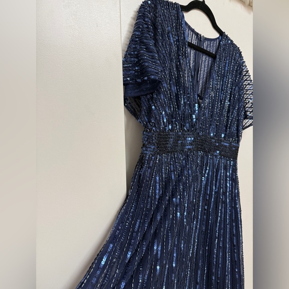 NWT | Mac Duggal 14007 Midnight Blue Navy A Line Embellished Midi Dress Size 12 - Picture 11 of 15